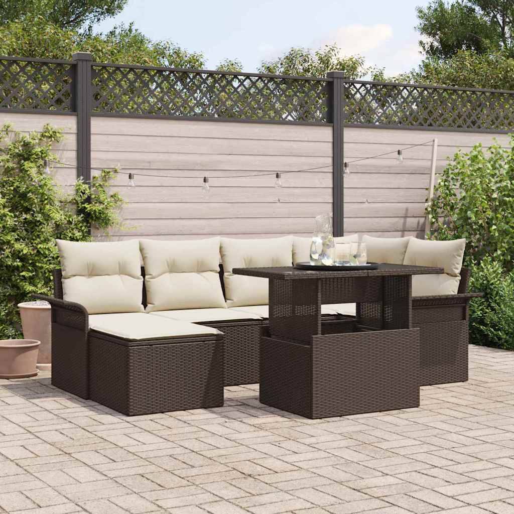 Vidaxl - Ensemble de canapé de jardin 7 pcs Marron Poly rotin vidaXL 3348314 - Image 1