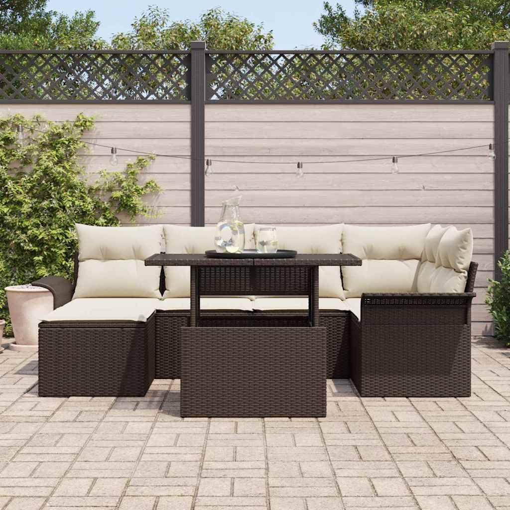 Vidaxl - Ensemble de canapé de jardin 7 pcs Marron Poly rotin vidaXL 3348314 - Image 4