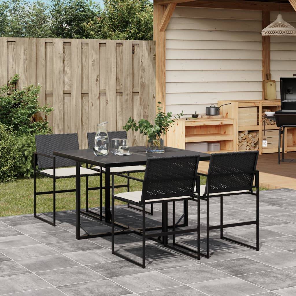 Vidaxl - Ensemble à manger de jardin coussins 5pcs noir résine tressée vidaXL 3295058 - Image 1