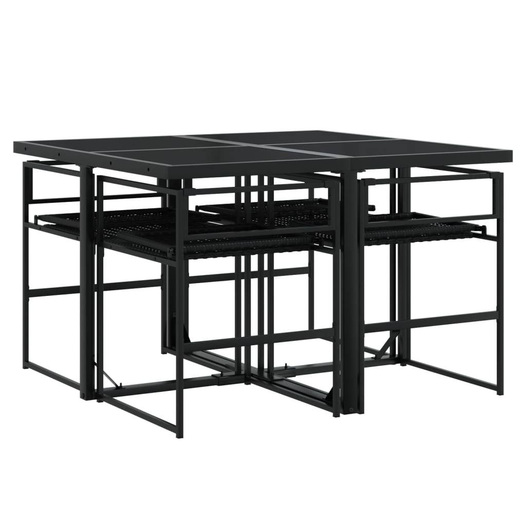 Vidaxl - Ensemble à manger de jardin coussins 5pcs noir résine tressée vidaXL 3295058 - Image 6