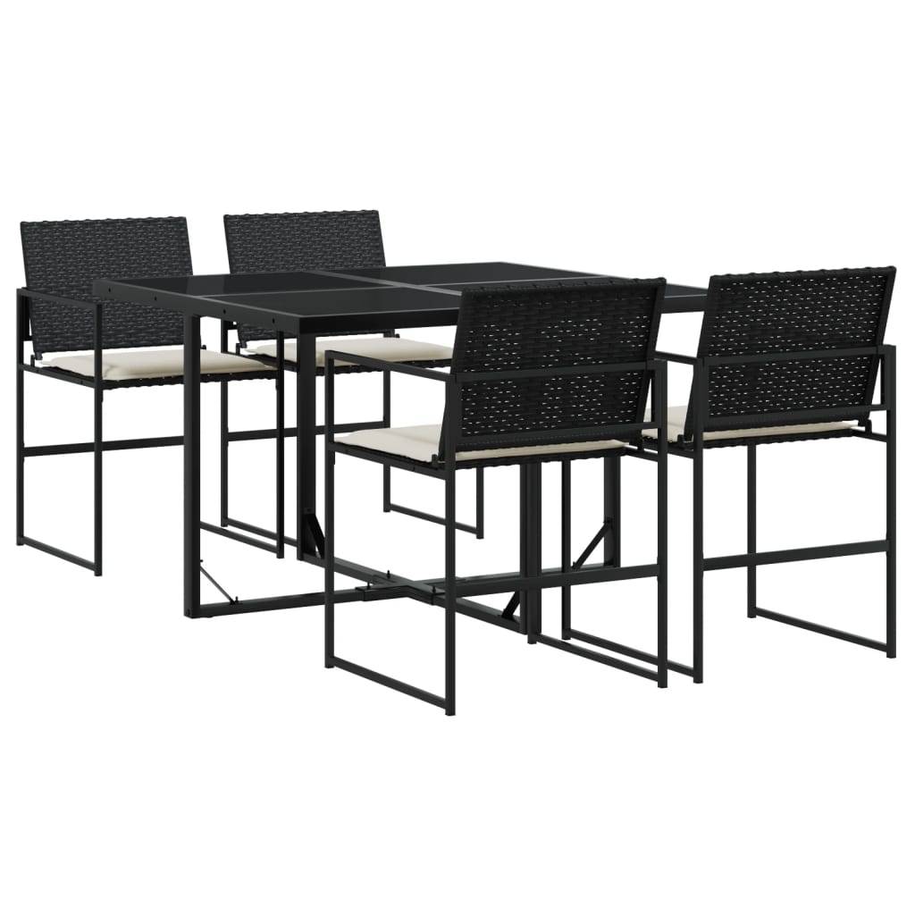 Vidaxl - Ensemble à manger de jardin coussins 5pcs noir résine tressée vidaXL 3295058 - Image 2