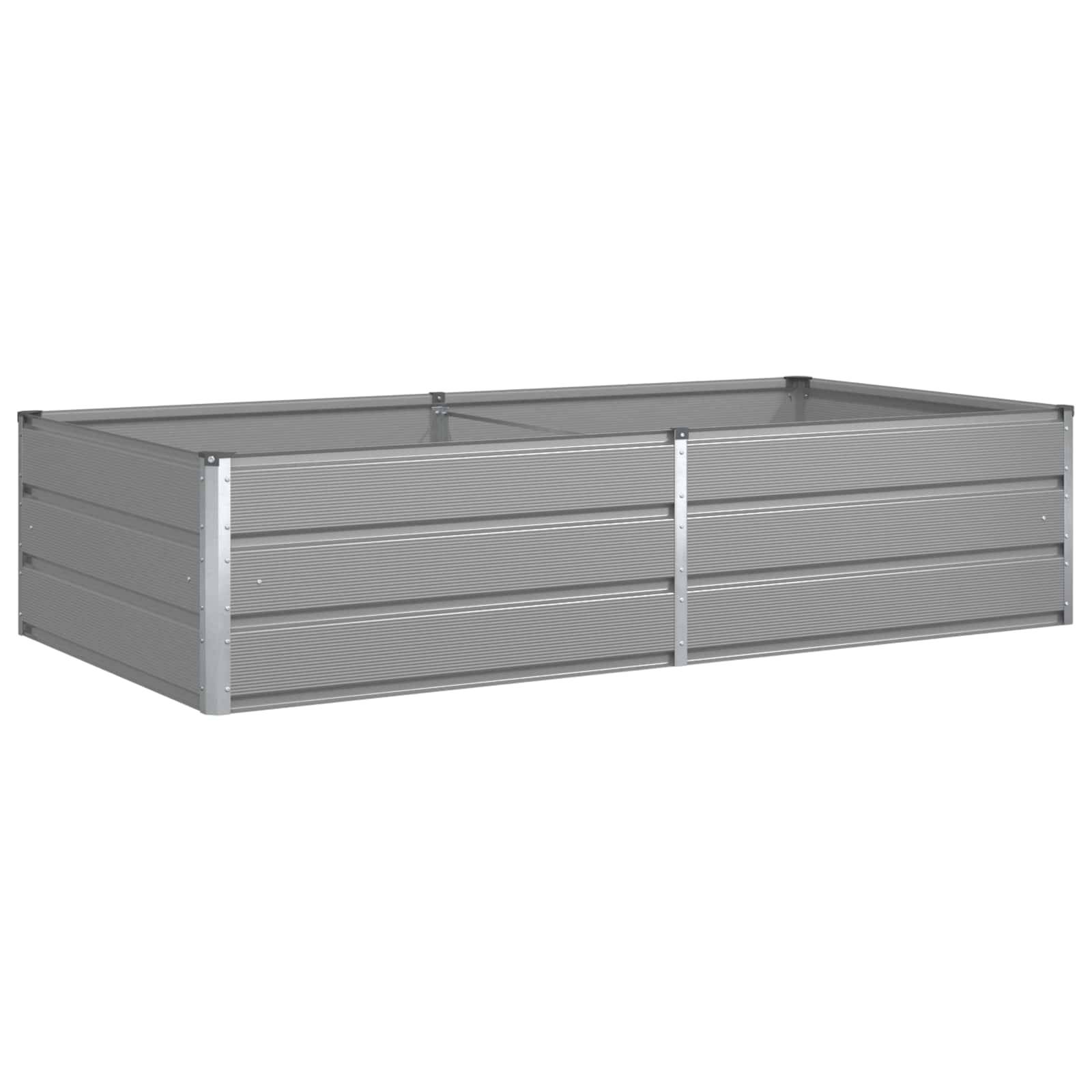Helloshop26 - Jardinière rectangulaire moderne espace extérieur 195 x 100 x 45 cm en acier galvanisé gris clair