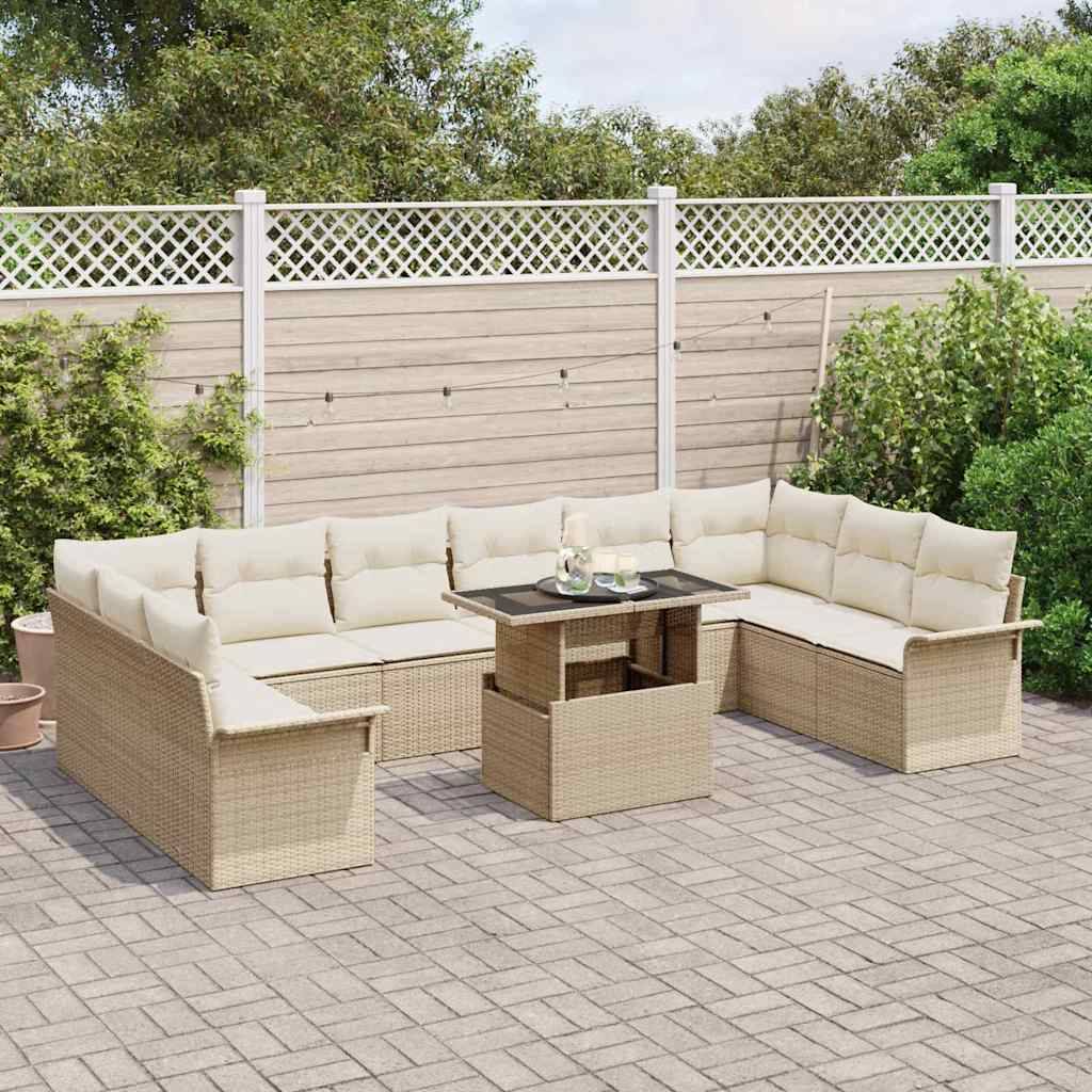 Vidaxl - Ensemble de canapé de jardin 11 pcs Beige Poly rotin vidaXL 3348357 - Image 4