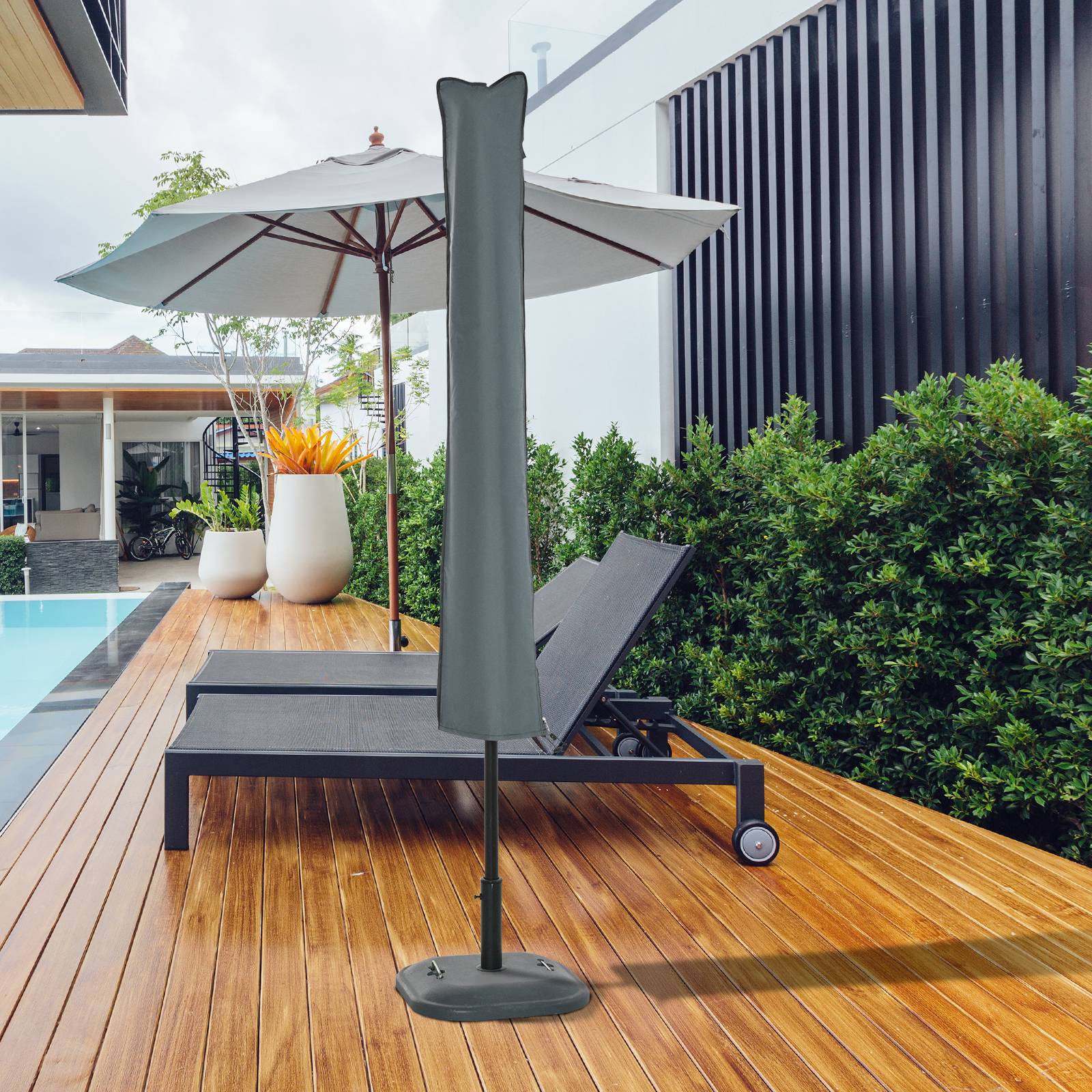PANGIVO - Housse de protection pour parasol droit en polyester oxford 420D gris 35 x 178 x 1 cm - PANGIVO - Image 4