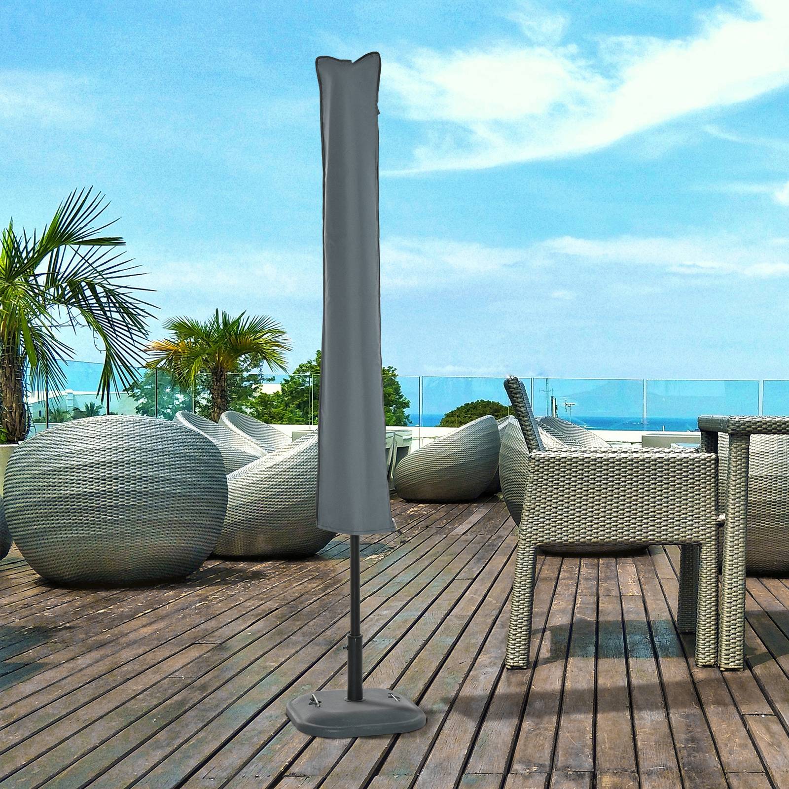 PANGIVO - Housse de protection pour parasol droit en polyester oxford 420D gris 35 x 178 x 1 cm - PANGIVO - Image 3