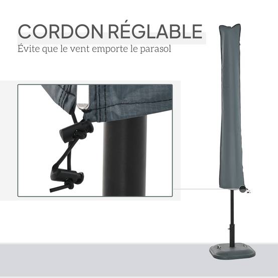PANGIVO - Housse de protection pour parasol droit en polyester oxford 420D gris 35 x 178 x 1 cm - PANGIVO - Image 8