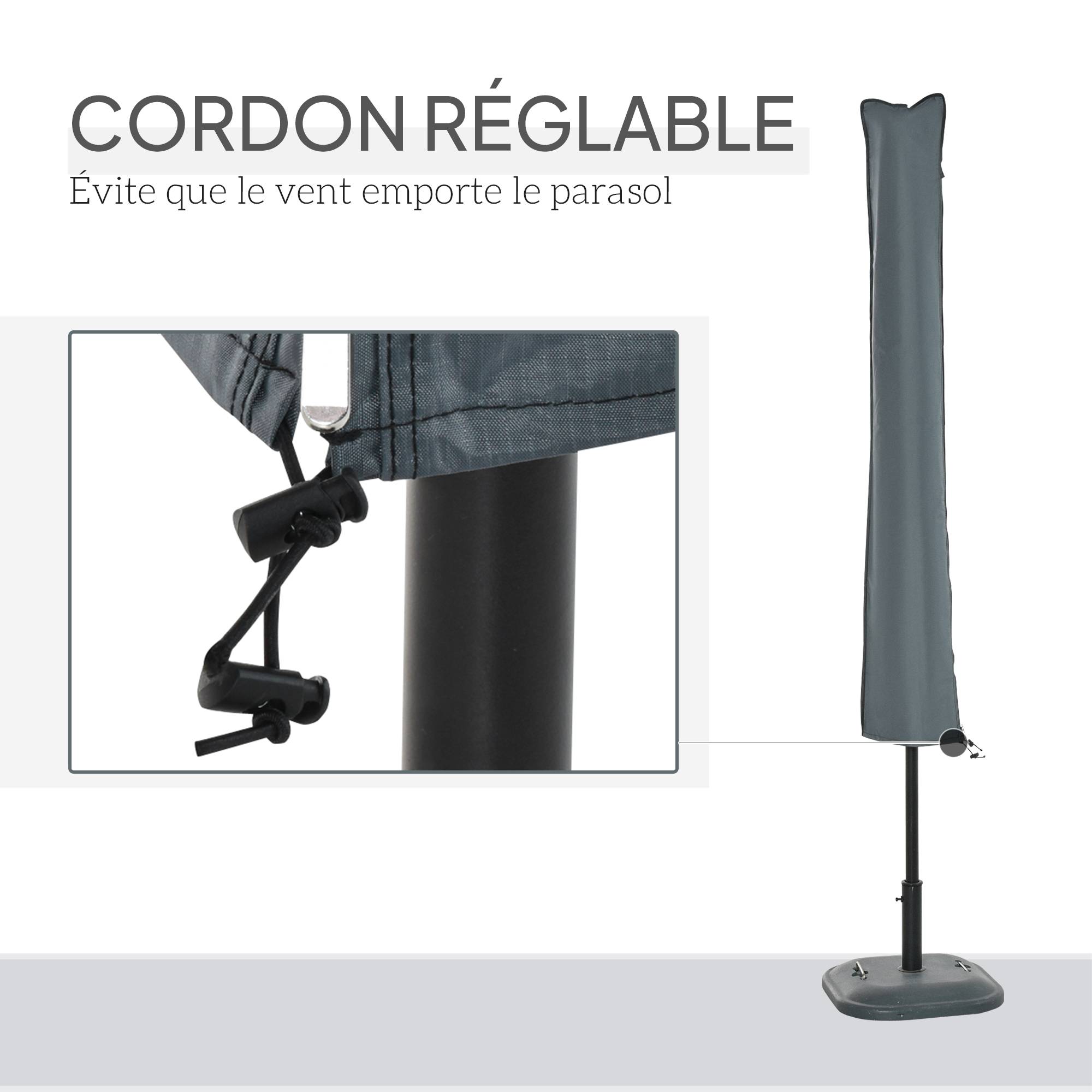 PANGIVO - Housse de protection pour parasol droit en polyester oxford 420D gris 35 x 178 x 1 cm - PANGIVO - Image 8