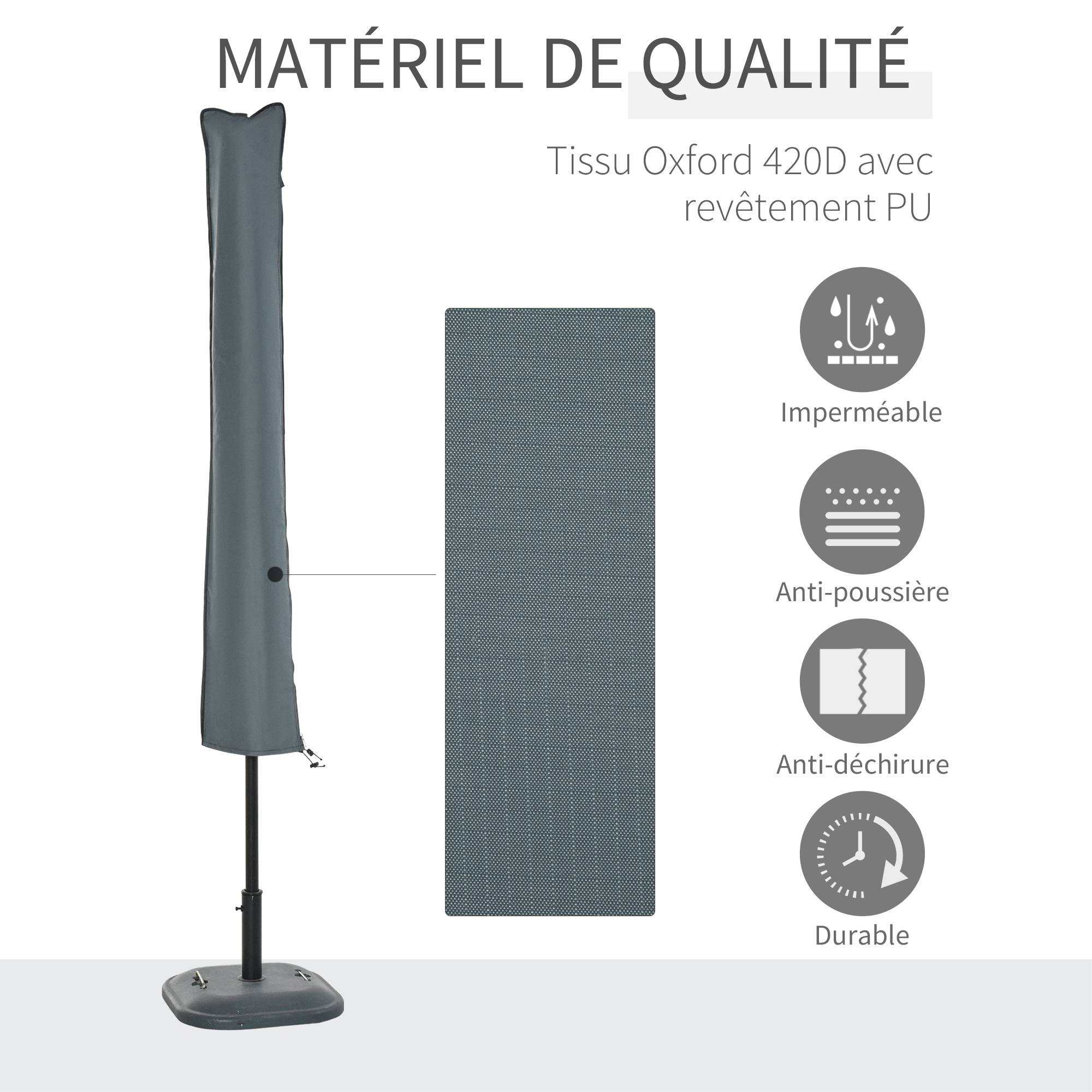 PANGIVO - Housse de protection pour parasol droit en polyester oxford 420D gris 35 x 178 x 1 cm - PANGIVO - Image 6