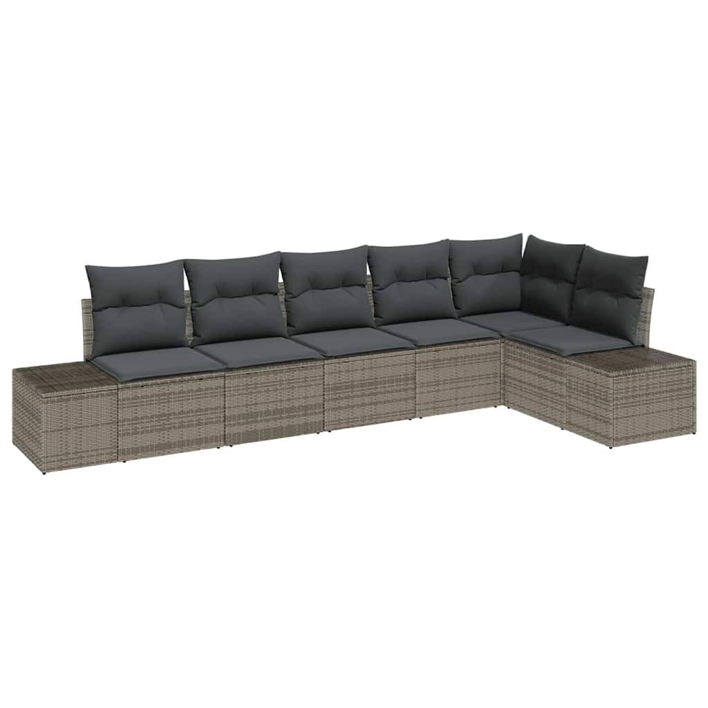 Salon de jardin 6 places modulable en polyrotin avec coussins confortables Gris – ComfortXL Outdoor Living - Image 2