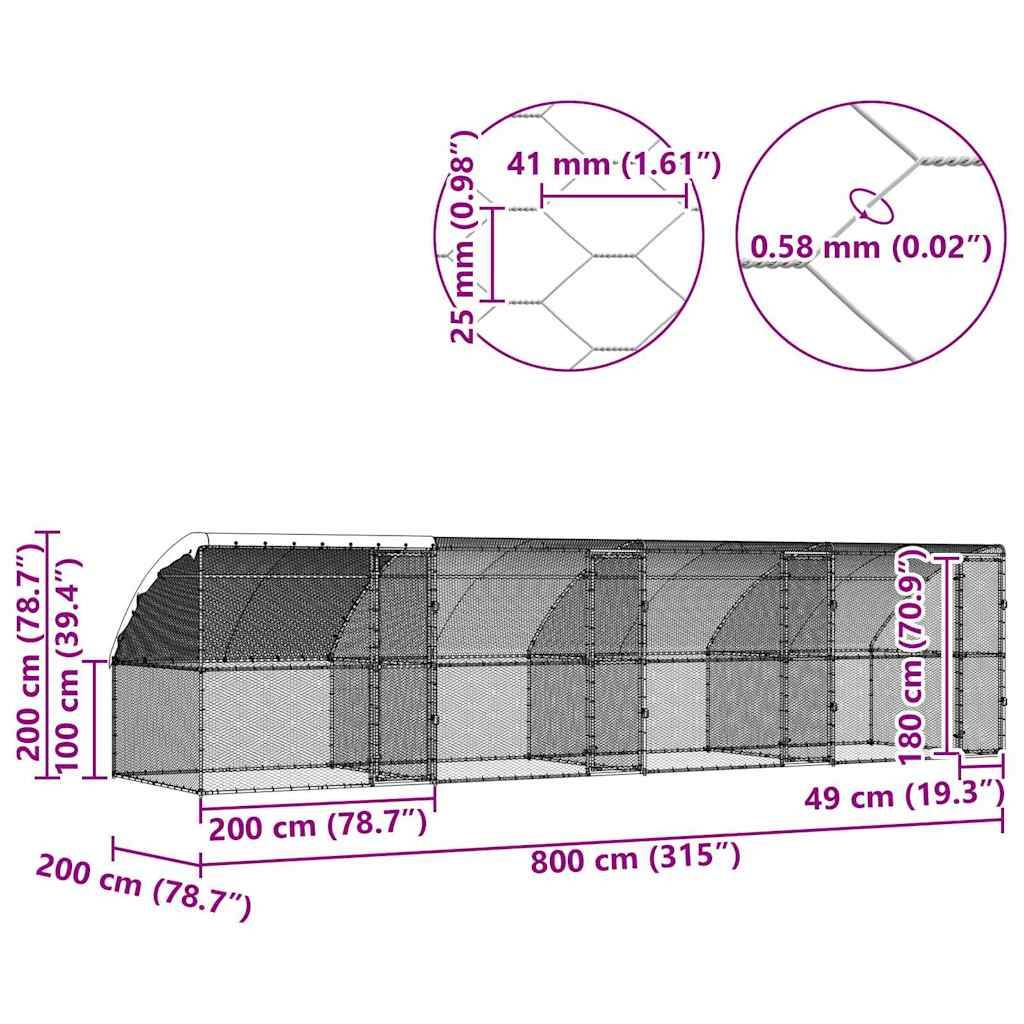 Volière extérieure 8x2m en acier galvanisé parc à poules très grand – ComfortXL Outdoor Living - Image 10
