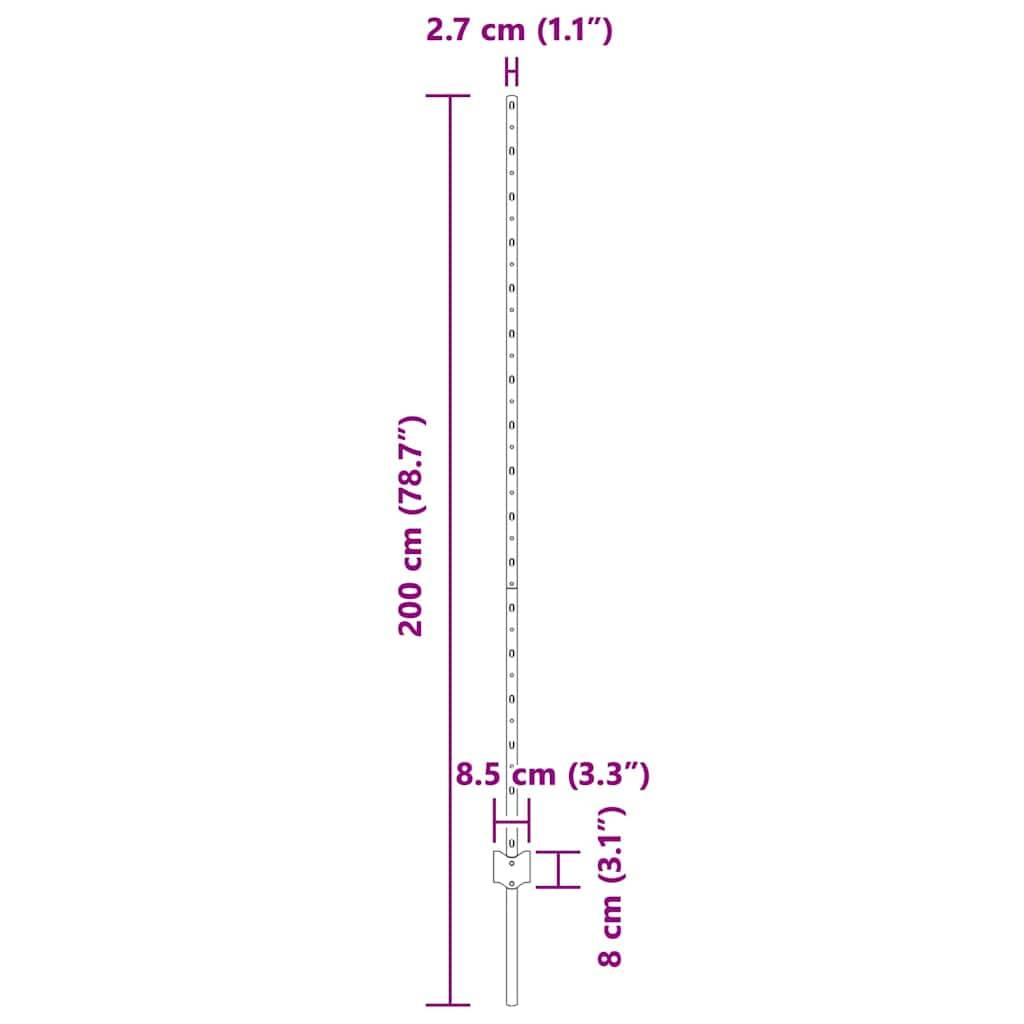Poteau de clôture acier vert 160 cm x 8,5 cm x 1,8 cm, Poids :13.66kg - PANGIVO - Image 8