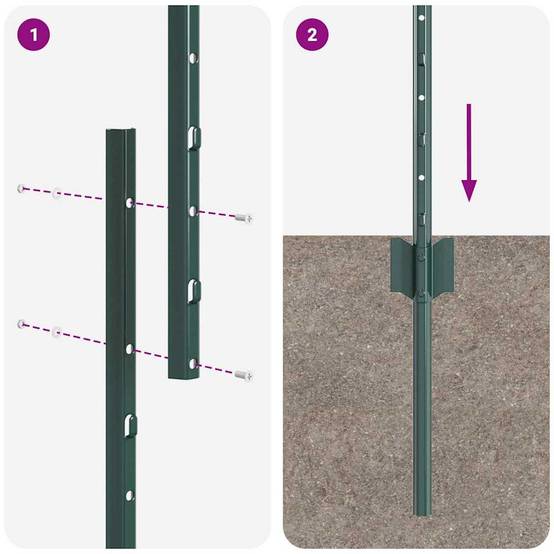 Poteau de clôture acier vert 160 cm x 8,5 cm x 1,8 cm, Poids :13.66kg - PANGIVO - Image 7