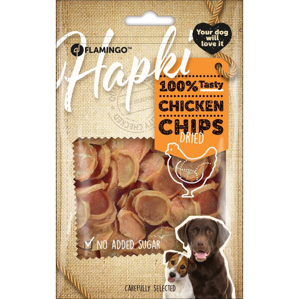 Flamingo - Friandises chips poulet Hapki 85 g pour chien - Image 1