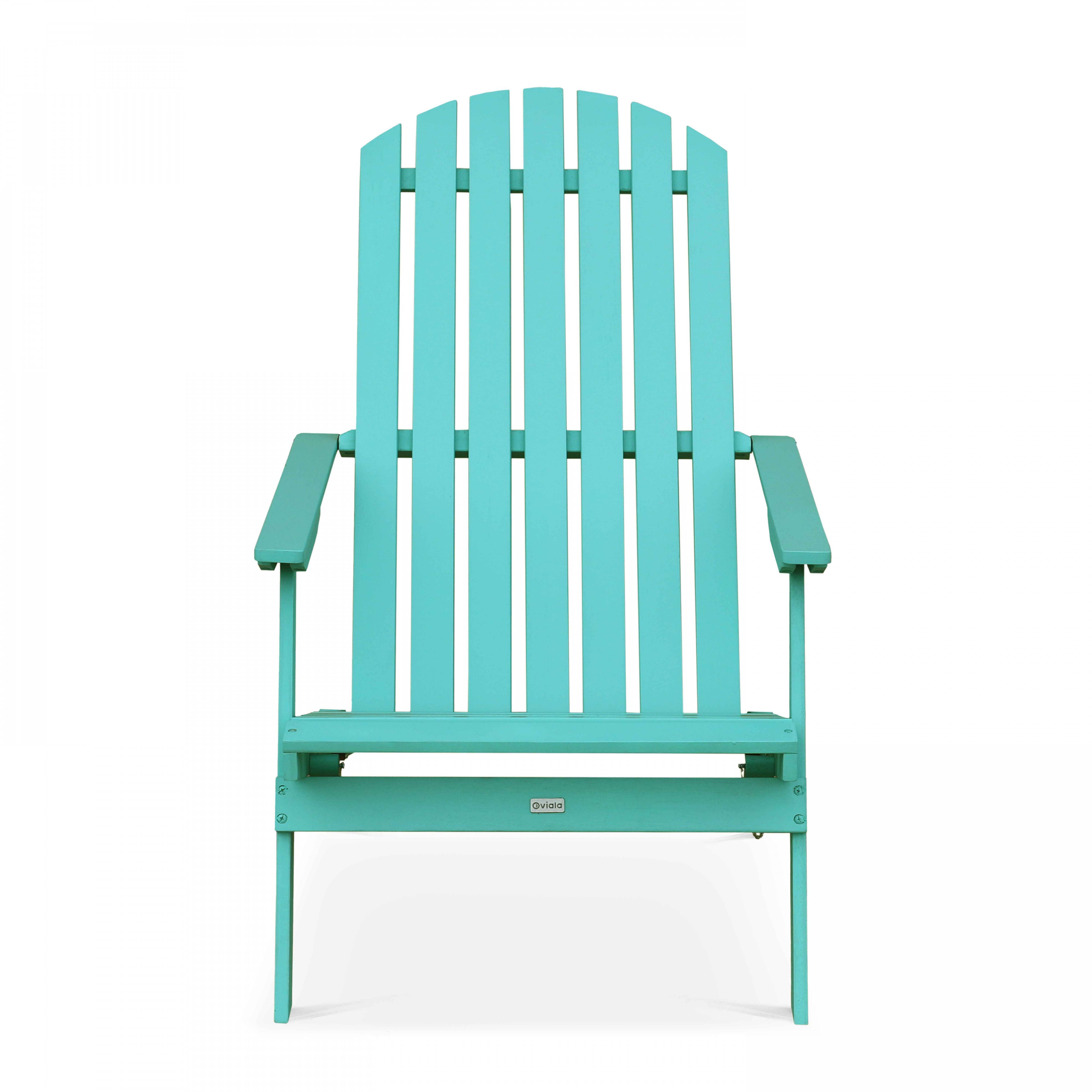 Oviala - Lot de 2 fauteuils pliant en bois d'eucalyptus turquoise - Oviala - Image 3
