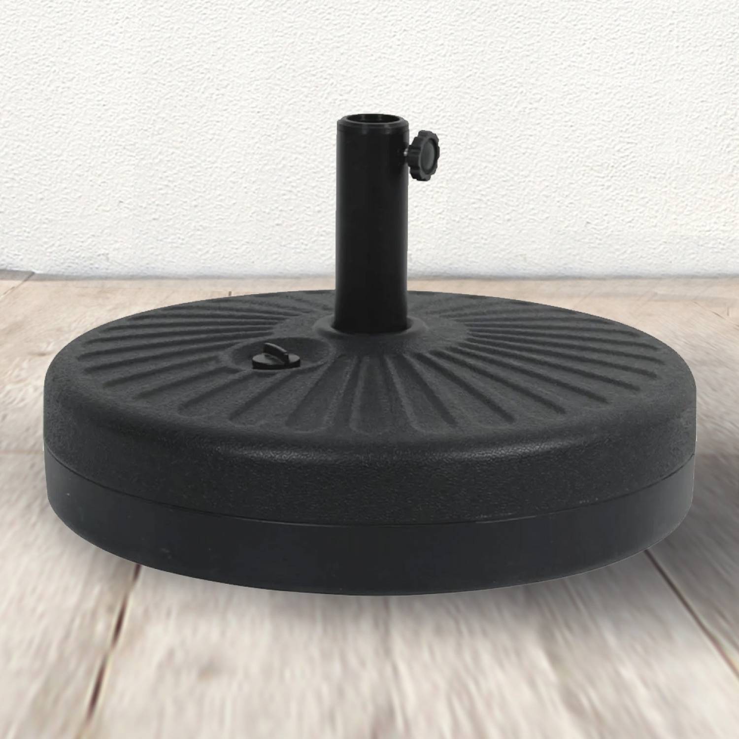 Pied de parasol circulaire en plastique résistant noir SUN - Image 1