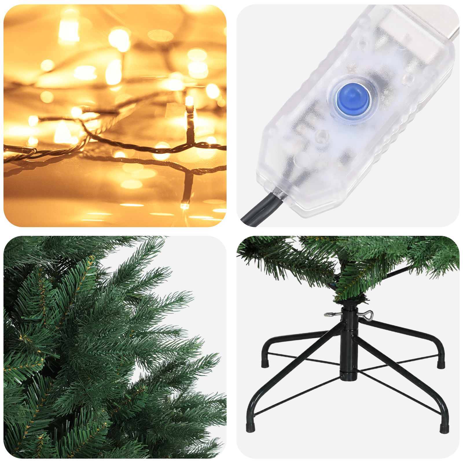 Vidaxl - Sapin de Noël Artificiel à Branches Articulées 180 cm 300 LED vidaXL 3466234 - Image 8
