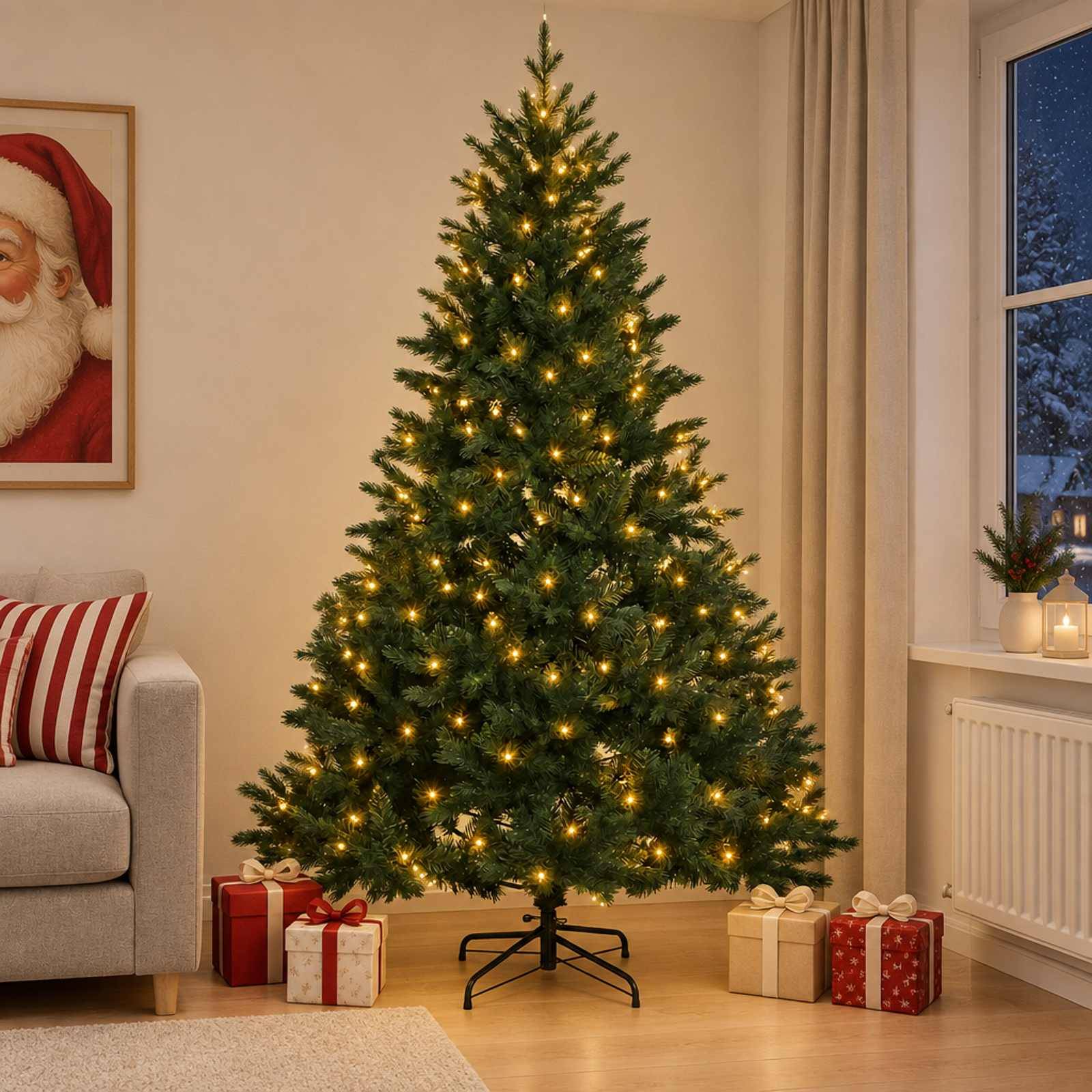 Vidaxl - Sapin de Noël Artificiel à Branches Articulées 180 cm 300 LED vidaXL 3466234 - Image 1