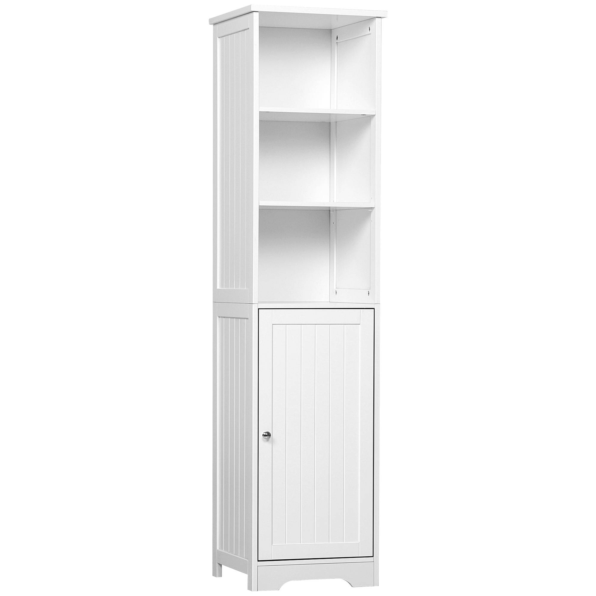 Sans Marque - Armoire de salle de bain haute à 5 niveaux, colonne de rangement avec 3 étagères, 1 porte et étagère réglable, 40 x 38 x 160 cm, blanche - Image 1