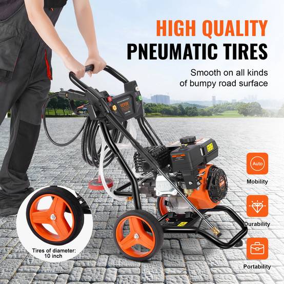 VEVOR Nettoyeur HP essence 3400 PSI, 2.6 GPM, pompe alu, 5 buses, pour surfaces variées. - Image 5