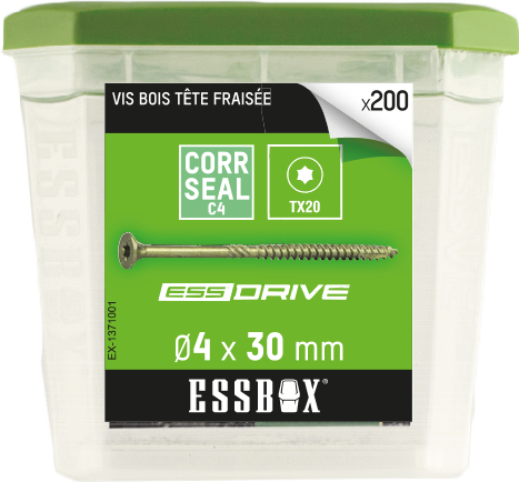 Vis ESSBOX SCELL-IT à bois - Ø4 mm x 30 mm - Boite de 200 - EX-1371001