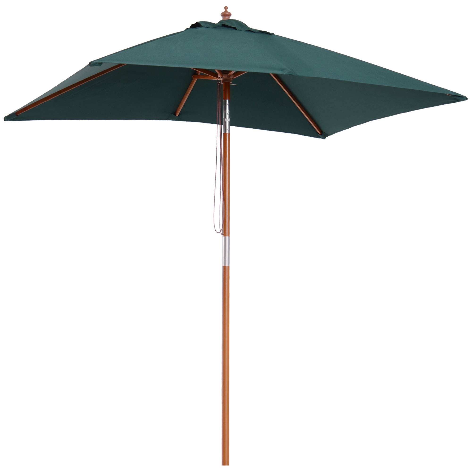 ComfortXL - Parasol Rectangulaire 2x1,5m Mât Bois Inclinable Ouverture à Poulie Idéal pour Balcon Terrasse Vert - ComfortXL Outdoor Living - Image 2