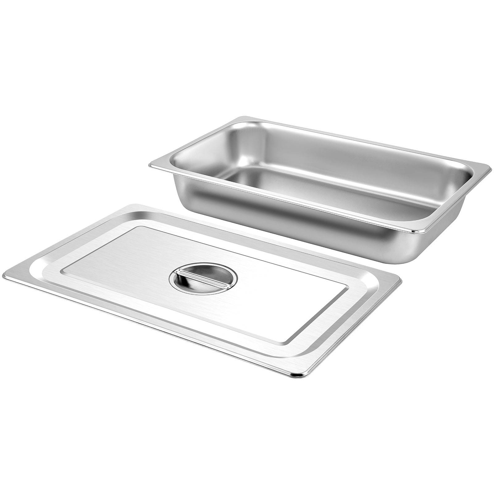 VEVOR Lot de 4 plats rectangulaires en inox 13L, épaisseur 0,8mm, poli miroir, pour aliments chauds/froids, cuisson au four. - Image 9