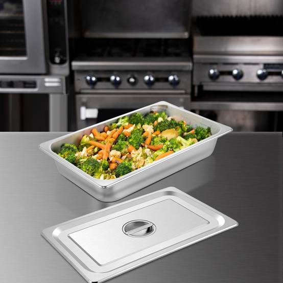 VEVOR Lot de 4 plats rectangulaires en inox 13L, épaisseur 0,8mm, poli miroir, pour aliments chauds/froids, cuisson au four. - Image 8
