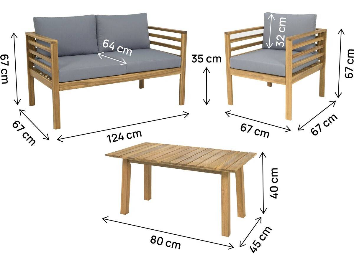 Salon De Jardin En Bois Avec Coussins "beckham" - 4 Places - Gris -habitat Et Jardin - Image 3