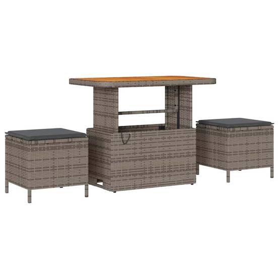 Salon de Jardin 9 Places Gris, Ensemble Repas et Détente Modulable en Polyrotin et Bois à Hauteur Réglable – ComfortXL Outdoor Living - Image 6