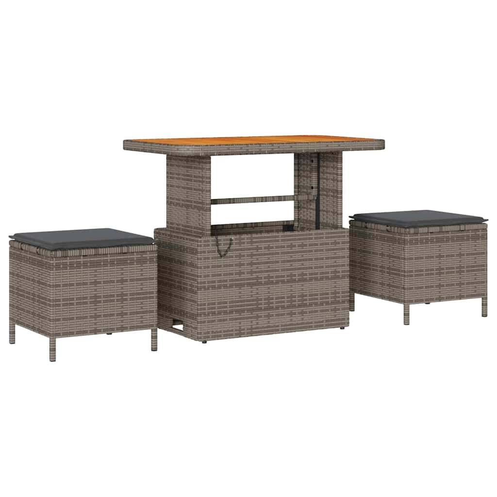 Salon de Jardin 9 Places Gris, Ensemble Repas et Détente Modulable en Polyrotin et Bois à Hauteur Réglable – ComfortXL Outdoor Living - Image 6