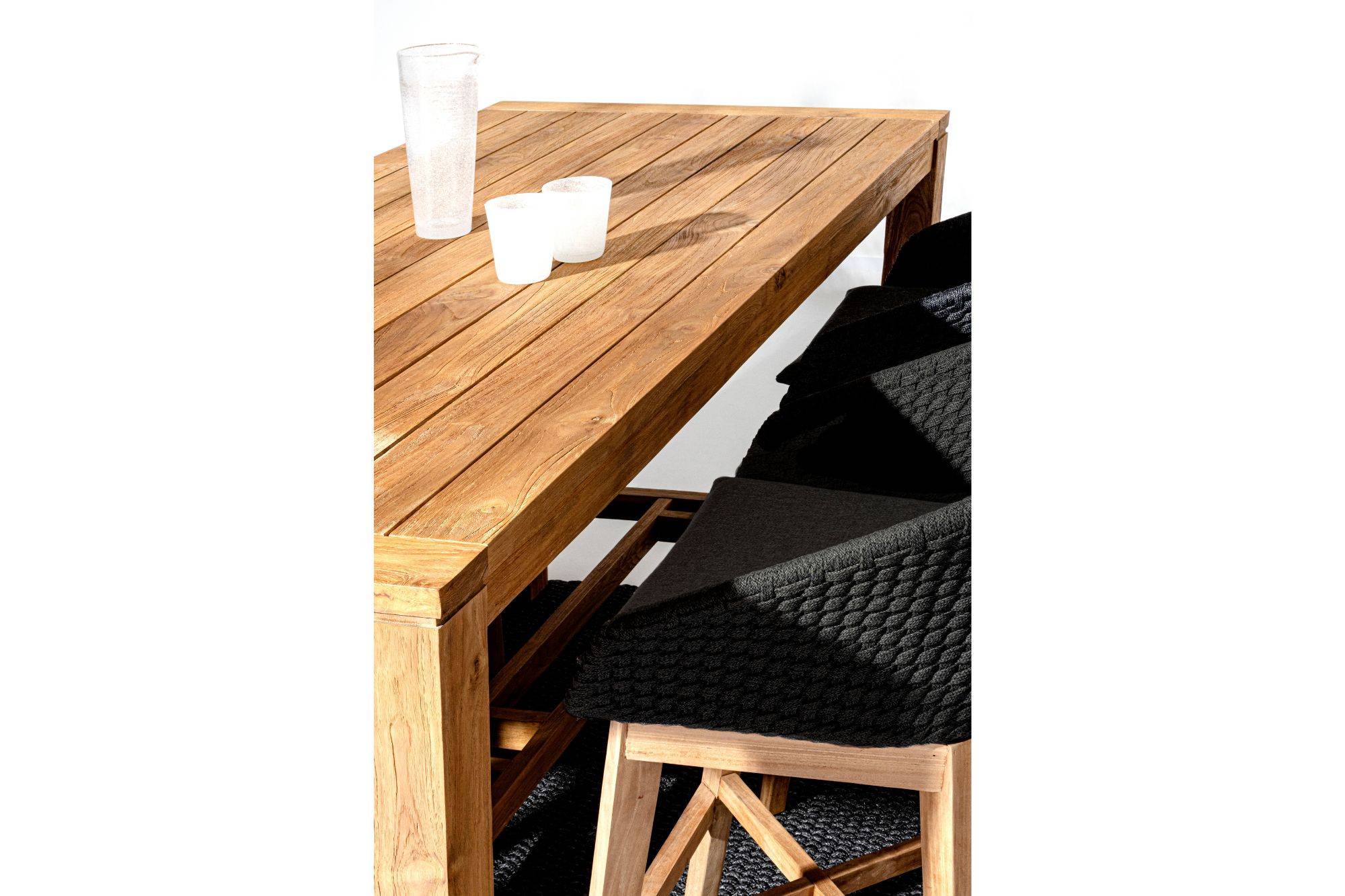 Autre - Table haute de jardin rectangulaire en teck recyclé L180 - NAXOS - Image 6