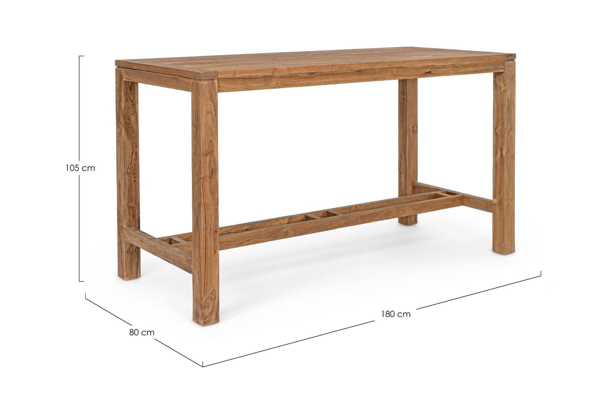 Autre - Table haute de jardin rectangulaire en teck recyclé L180 - NAXOS - Image 9