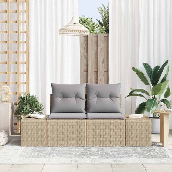 Canapé de Jardin Compact Polyrotin Beige – Look Chic et Naturel pour Petits Espaces Extérieurs – 123cm de Largeur – ComfortXL Outdoor Living - Image 3