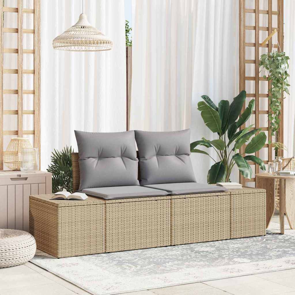 Canapé de Jardin Compact Polyrotin Beige – Look Chic et Naturel pour Petits Espaces Extérieurs – 123cm de Largeur – ComfortXL Outdoor Living - Image 1