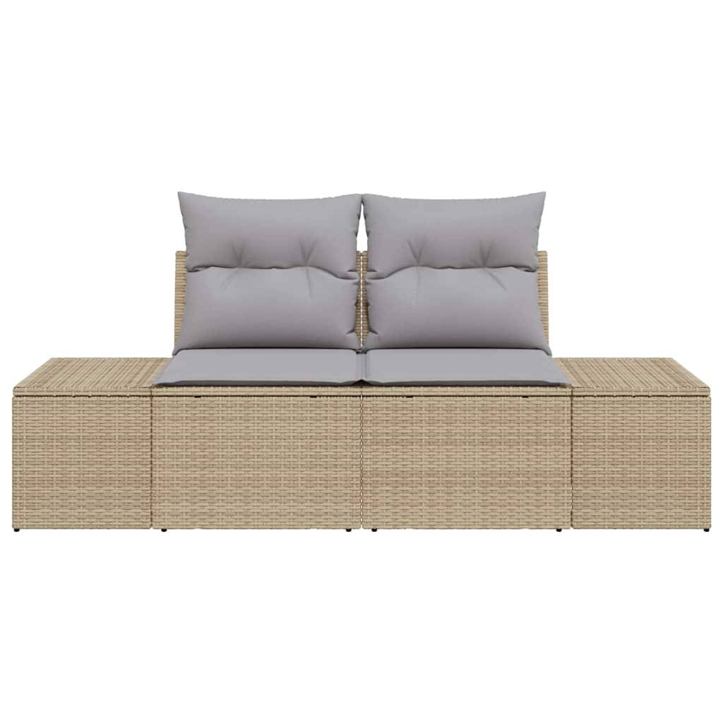 Canapé de Jardin Compact Polyrotin Beige – Look Chic et Naturel pour Petits Espaces Extérieurs – 123cm de Largeur – ComfortXL Outdoor Living - Image 5