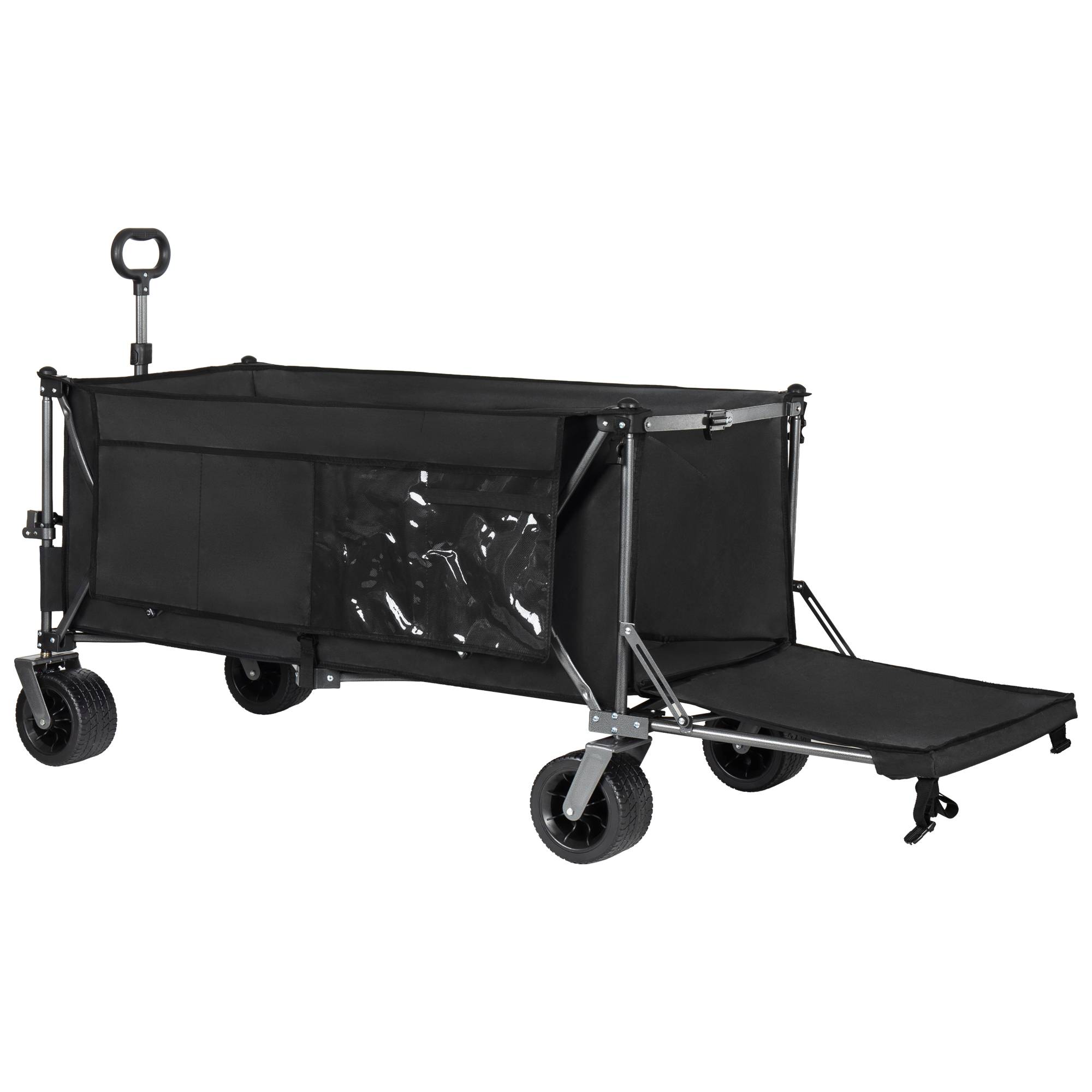 ComfortXL - Chariot pliable acier et tissu Oxford pour jardin plage camping 300 L hayon 180 cm noir - ComfortXL Outdoor Living - Image 5
