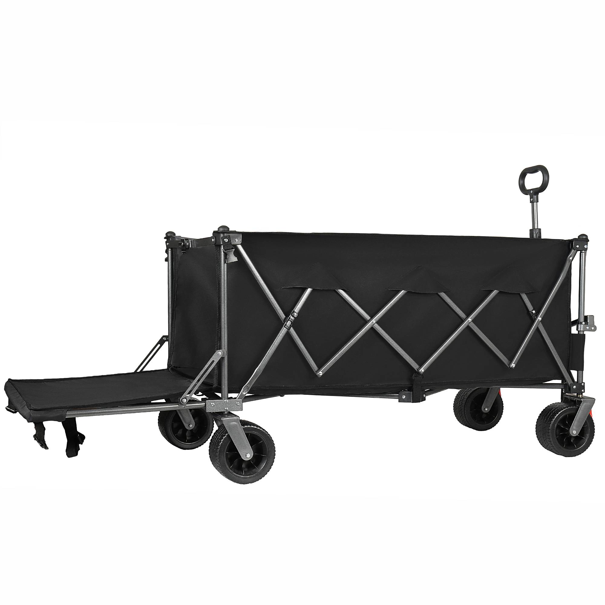 ComfortXL - Chariot pliable acier et tissu Oxford pour jardin plage camping 300 L hayon 180 cm noir - ComfortXL Outdoor Living - Image 4