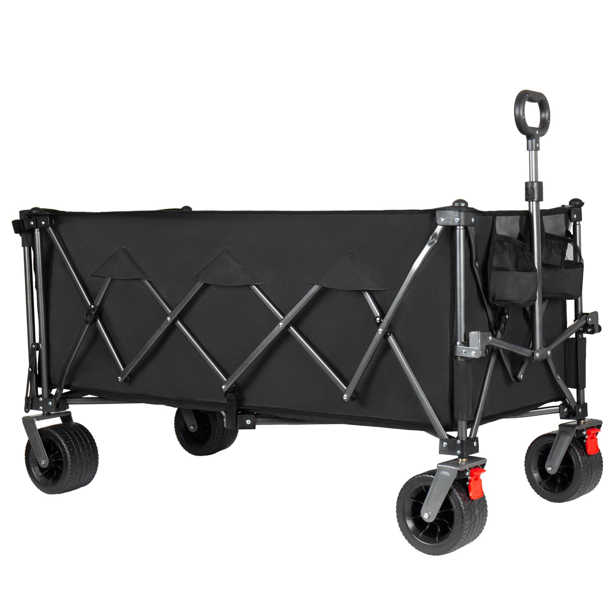ComfortXL - Chariot pliable acier et tissu Oxford pour jardin plage camping 300 L hayon 180 cm noir - ComfortXL Outdoor Living - Image 3