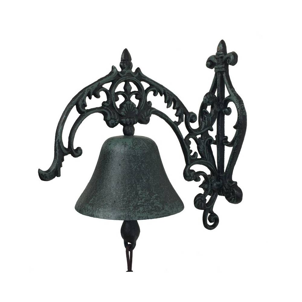 Cloche de jardin de porte ancienne en fonte noire 25 x 26 cm Chemin de campagne - Image 1