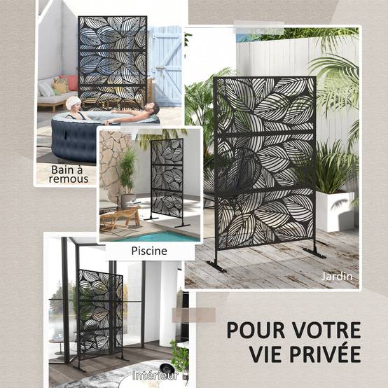 Paravent extérieur acier noir 122 x 45 x 198 cm - PANGIVO - Image 8