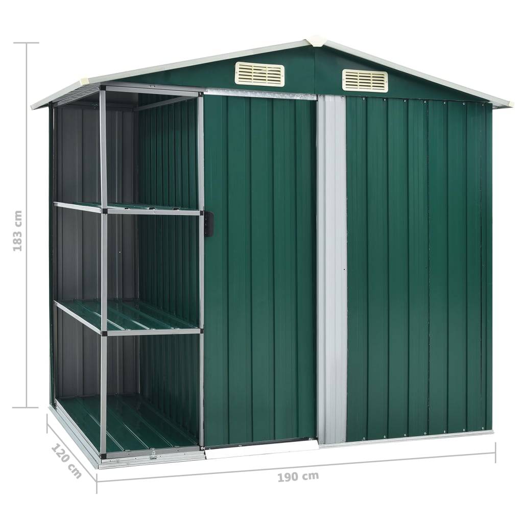 Vidaxl - Abri de jardin avec étagère Vert 205x130x183 cm Fer 2.7m² vidaXL 47104 - Image 3