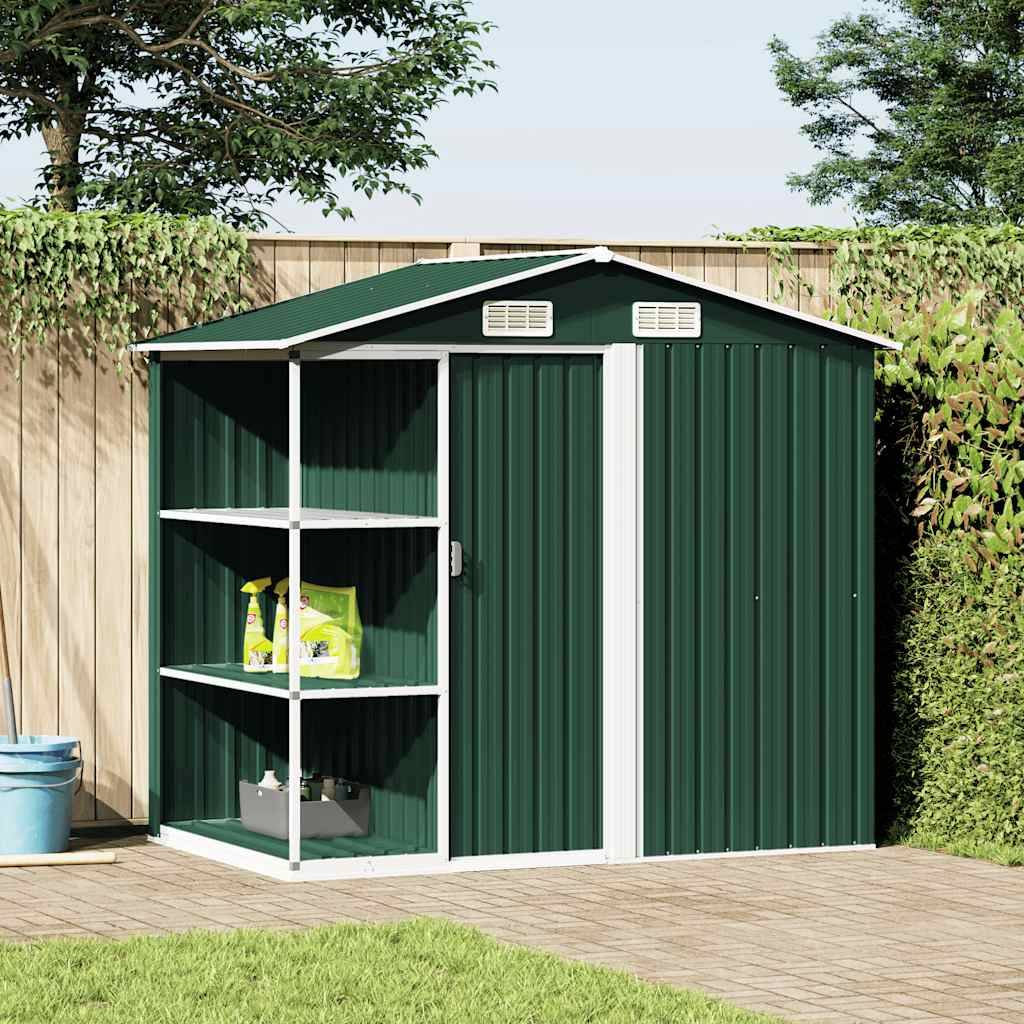 Vidaxl - Abri de jardin avec étagère Vert 205x130x183 cm Fer vidaXL 47104