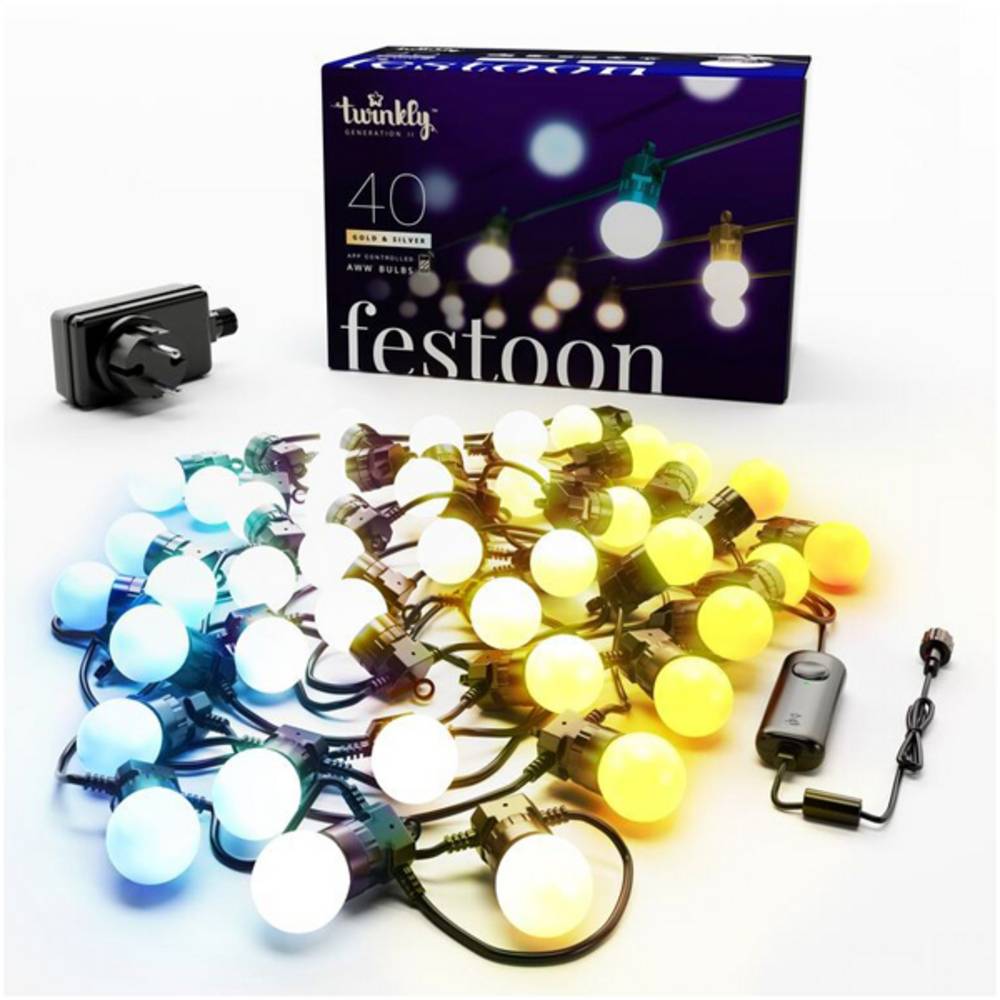 Guirlande guinguette connectée IP44 20m 40 LEDS blanc TWINKLY FESTOON - Image 5