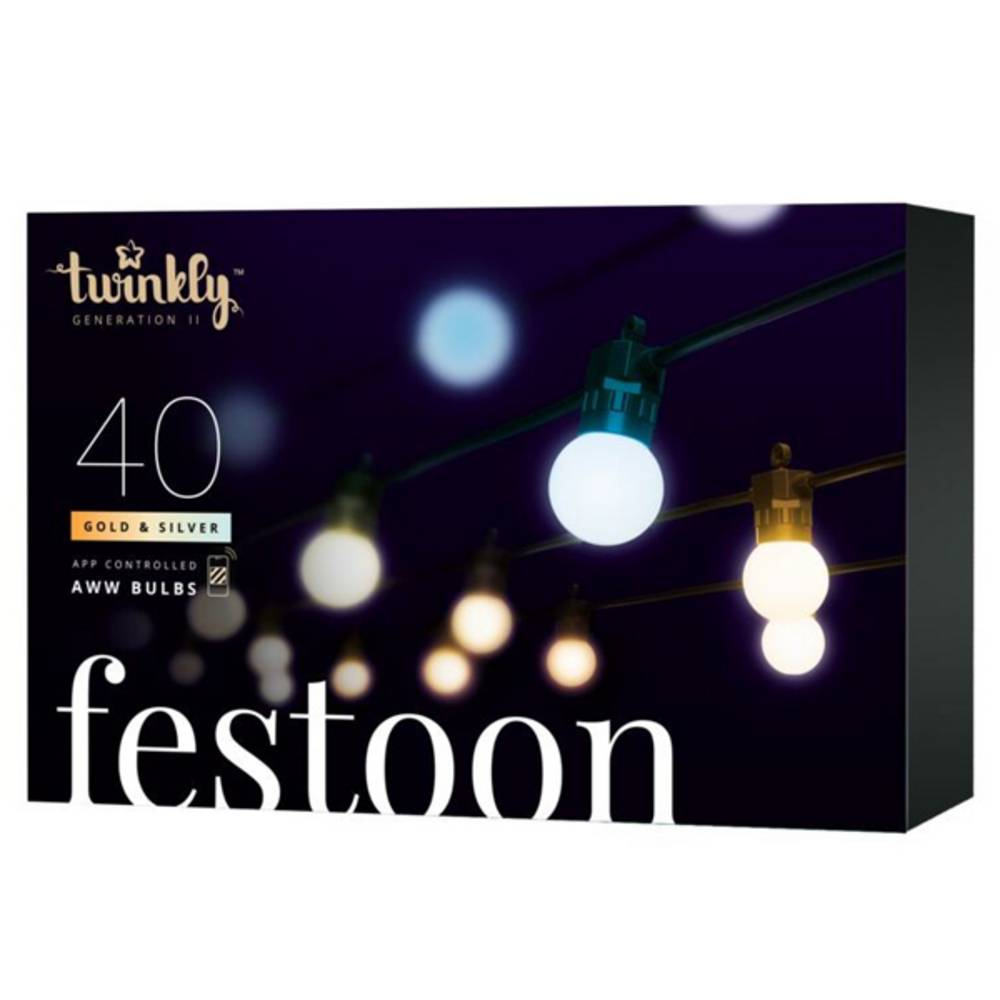 Guirlande guinguette connectée IP44 20m 40 LEDS blanc TWINKLY FESTOON - Image 4