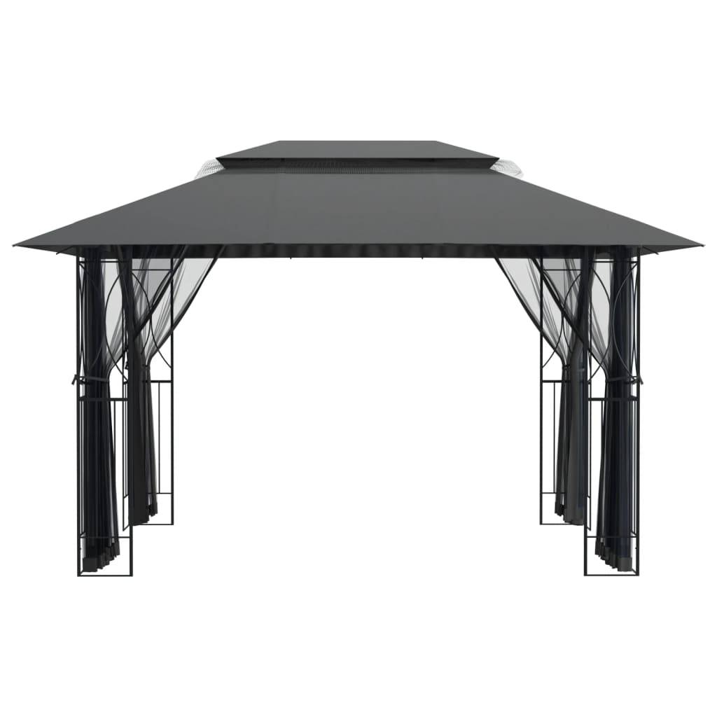 ComfortXL - Tonnelle de Réception Acier 4 Moustiquaires Zippées Toit Double Aération Anthracite 4x3 m – ComfortXL Outdoor Living - Image 4