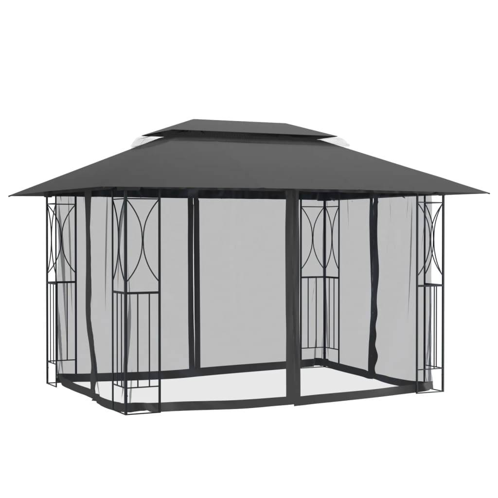 ComfortXL - Tonnelle de Réception Acier 4 Moustiquaires Zippées Toit Double Aération Anthracite 4x3 m – ComfortXL Outdoor Living - Image 3