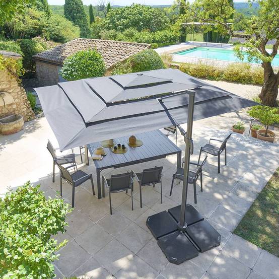 Hesperide - Parasol déporté rectangulaire multi-toile "Melhia" anthracite 4x3m Hespéride - Image 1