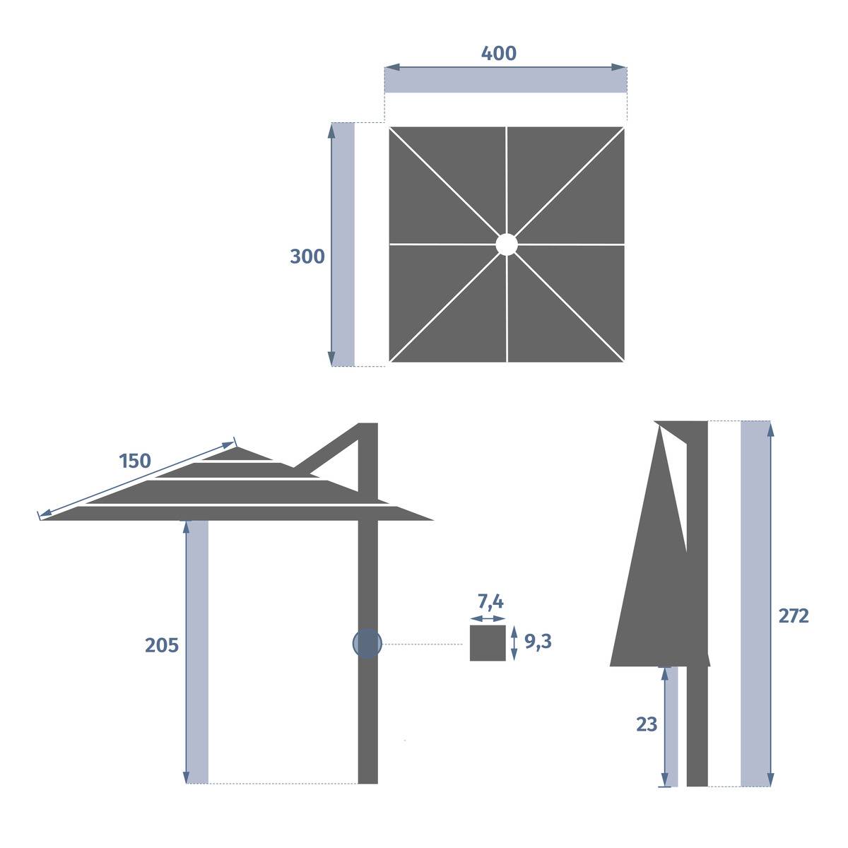Hesperide - Parasol déporté rectangulaire multi-toile "Melhia" anthracite 4x3m Hespéride - Image 9