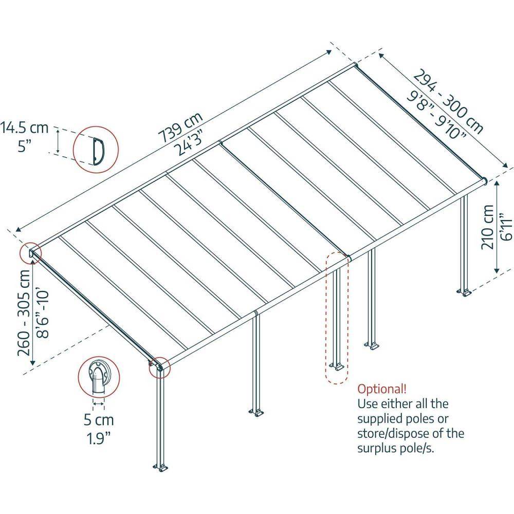 Canopia - Canopia Pergola Olympia 3X7,4 Grise - Image 3