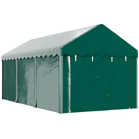 Tente garage carport 3 x 6m Auvent de voiture robuste avec 2 portes enroulables, toile 200g PE, vert - Image 2
